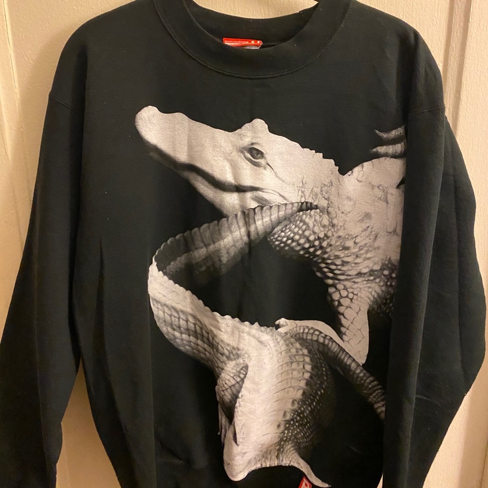 Graphic Alligator Pullover Sweater